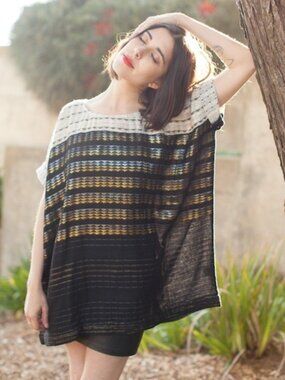 Ace & Jig Nile Metallic Lurex Tunic Top SZ S